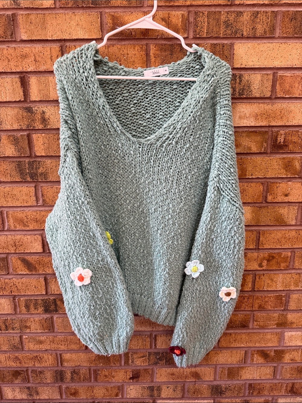TALULAH V-Neck Sweater with Floral Appliqués